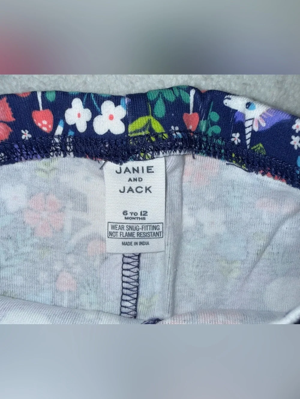 Janie and Jack Girls Navy Unicorn and Floral Pajama Set, size 6-12 mos, NWOT